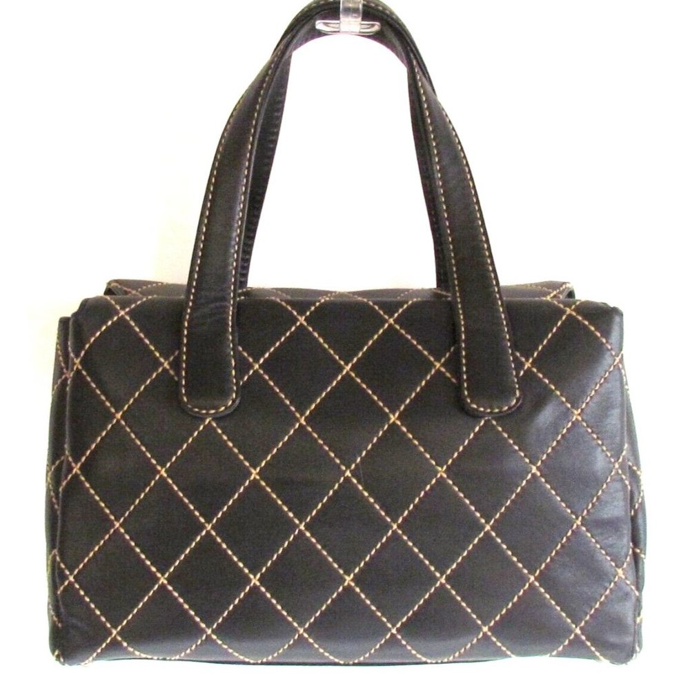 Chanel Wild Stitch Brown Leather Squared Diamond Stitching Top Handle Bag - Picture 8 of 13